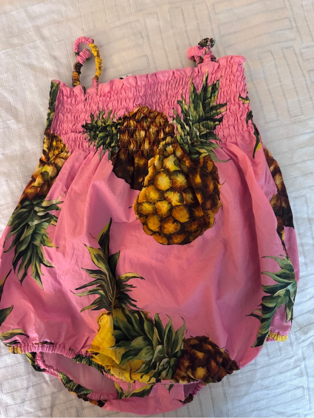 Dolce & Gabbana Pink Pineapple Print Bubble Romper